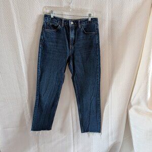Topshop Straight High Waist Dark Blue Jeans Straight Leg Denim Size 30"